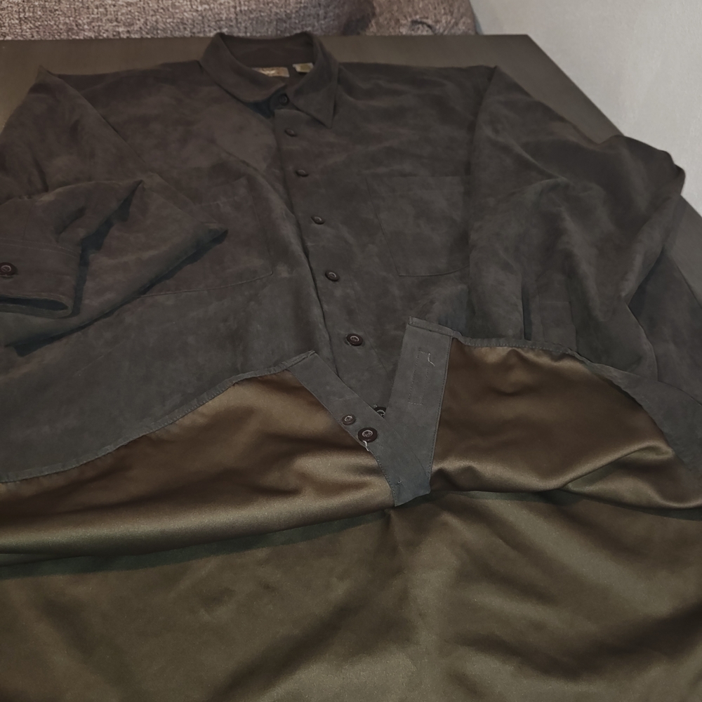 Natural Issue Shirt Button Up Mens XLT/XGL Dark Olive Green Long Sleeve - Picture 5 of 6